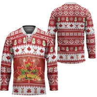 Merry Christmas Canada Hockey Jersey Festive Maple Leaf Xmas - Wonder Print Shop