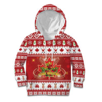 Merry Christmas Canada Kid Hoodie Festive Maple Leaf Xmas - Wonder Print Shop