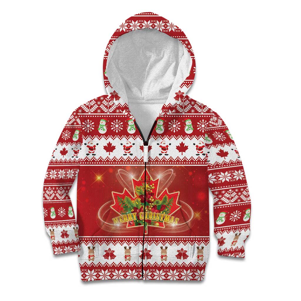 Merry Christmas Canada Kid Hoodie Festive Maple Leaf Xmas - Wonder Print Shop
