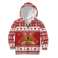 Merry Christmas Canada Kid Hoodie Festive Maple Leaf Xmas - Wonder Print Shop