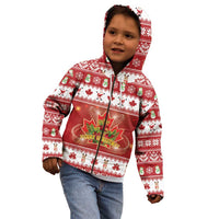 Merry Christmas Canada Kid Hoodie Festive Maple Leaf Xmas - Wonder Print Shop