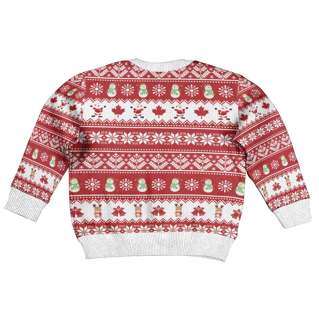 Merry Christmas Canada Kid Ugly Christmas Sweater Festive Maple Leaf Xmas - Wonder Print Shop