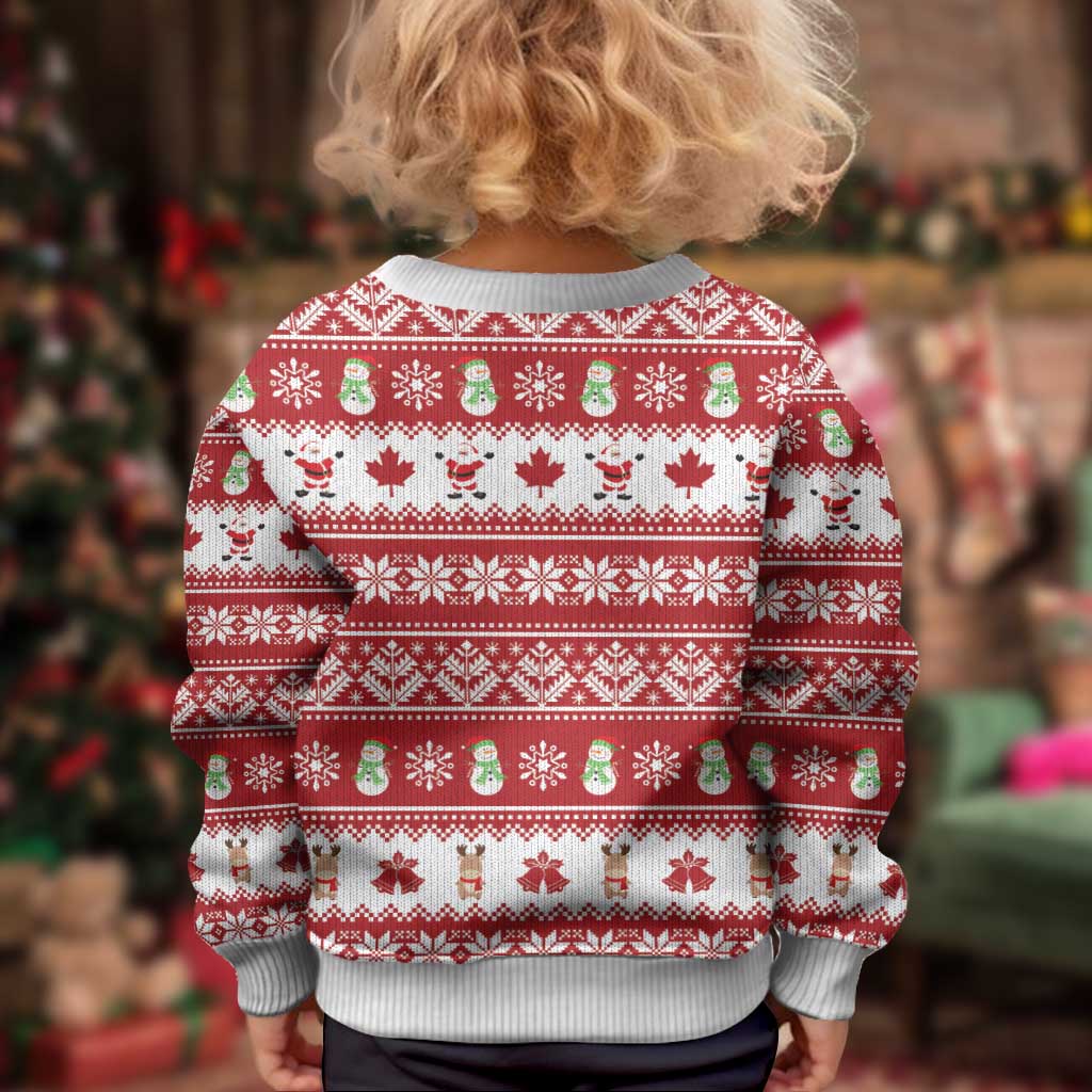 Merry Christmas Canada Kid Ugly Christmas Sweater Festive Maple Leaf Xmas - Wonder Print Shop