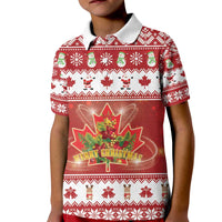 Merry Christmas Canada Kid Polo Shirt Festive Maple Leaf Xmas - Wonder Print Shop