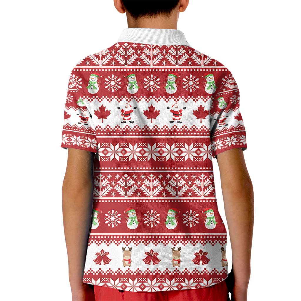 Merry Christmas Canada Kid Polo Shirt Festive Maple Leaf Xmas - Wonder Print Shop