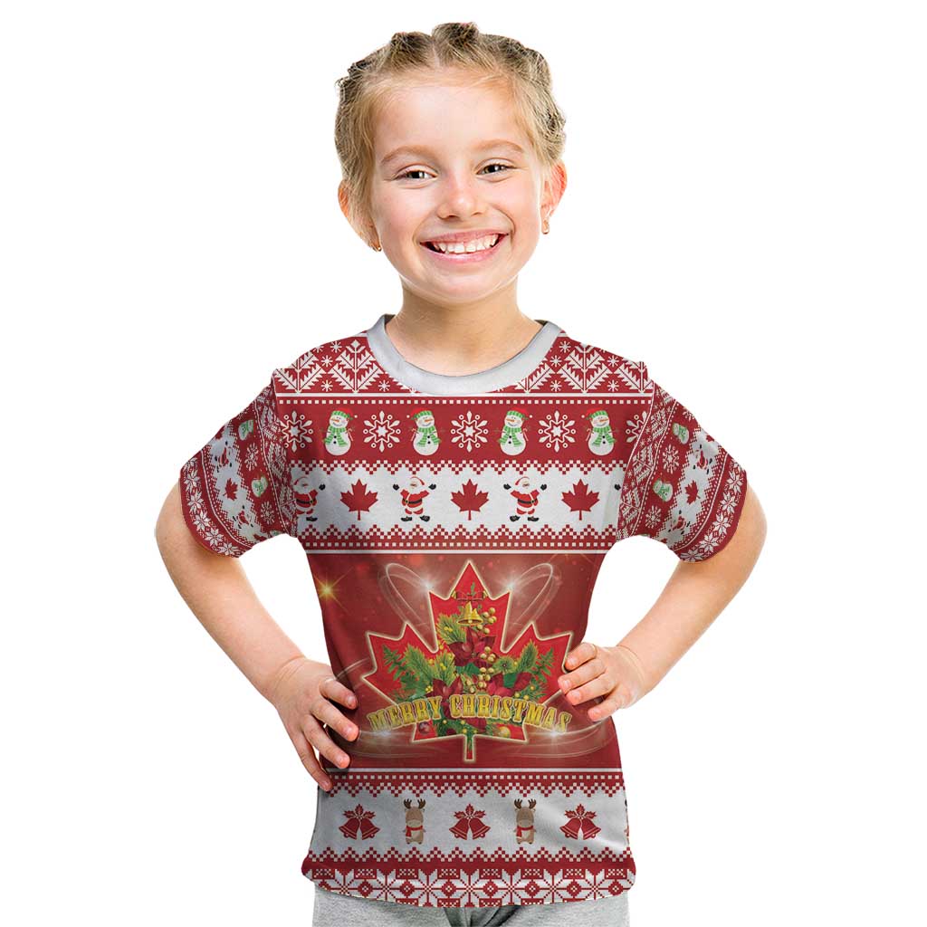 Merry Christmas Canada Kid T Shirt Festive Maple Leaf Xmas - Wonder Print Shop