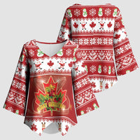 Merry Christmas Canada Kimono Sleeve Blouse Festive Maple Leaf Xmas - Wonder Print Shop