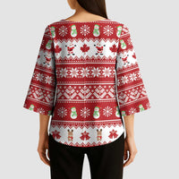 Merry Christmas Canada Kimono Sleeve Blouse Festive Maple Leaf Xmas - Wonder Print Shop