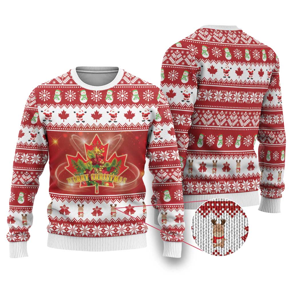 Merry Christmas Canada Ugly Christmas Sweater Festive Maple Leaf Xmas - Wonder Print Shop