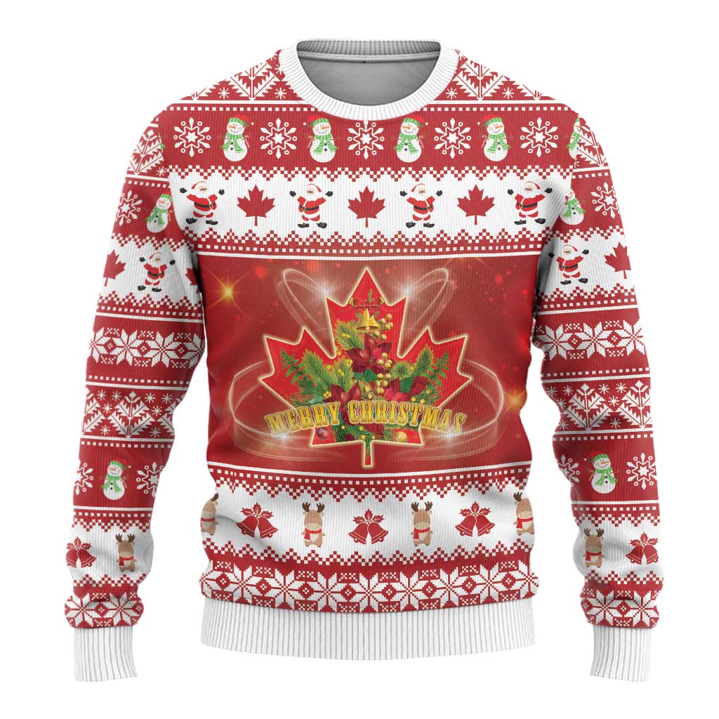 Merry Christmas Canada Ugly Christmas Sweater Festive Maple Leaf Xmas - Wonder Print Shop