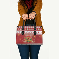 Merry Christmas Canada Leather Bag Festive Maple Leaf Xmas - Wonder Print Shop
