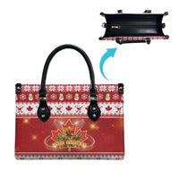 Merry Christmas Canada Leather Bag Festive Maple Leaf Xmas - Wonder Print Shop