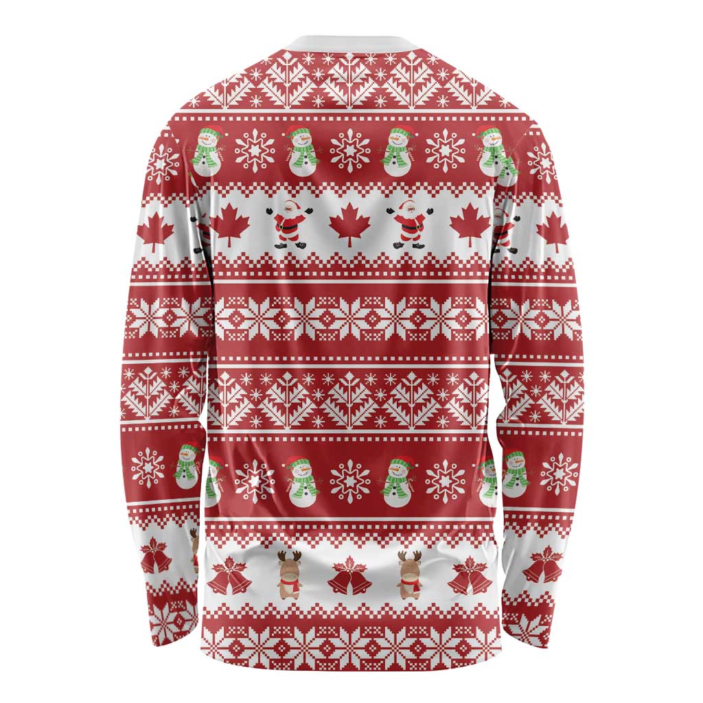 Merry Christmas Canada Long Sleeve Shirt Festive Maple Leaf Xmas - Wonder Print Shop