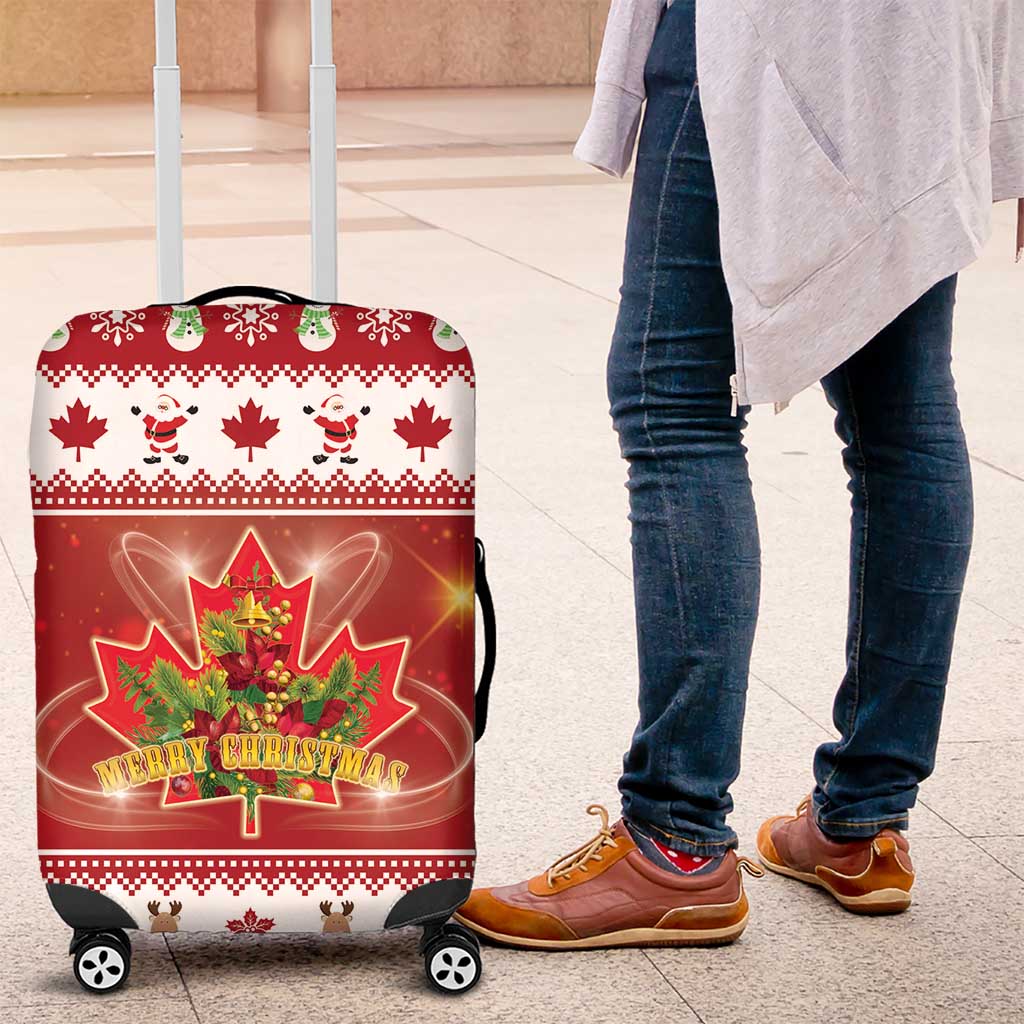 Merry Christmas Canada Luggage Cover Festive Maple Leaf Xmas - Wonder Print Shop