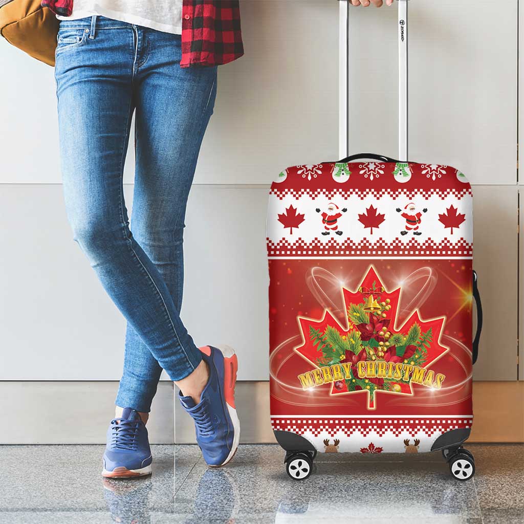 Merry Christmas Canada Luggage Cover Festive Maple Leaf Xmas - Wonder Print Shop