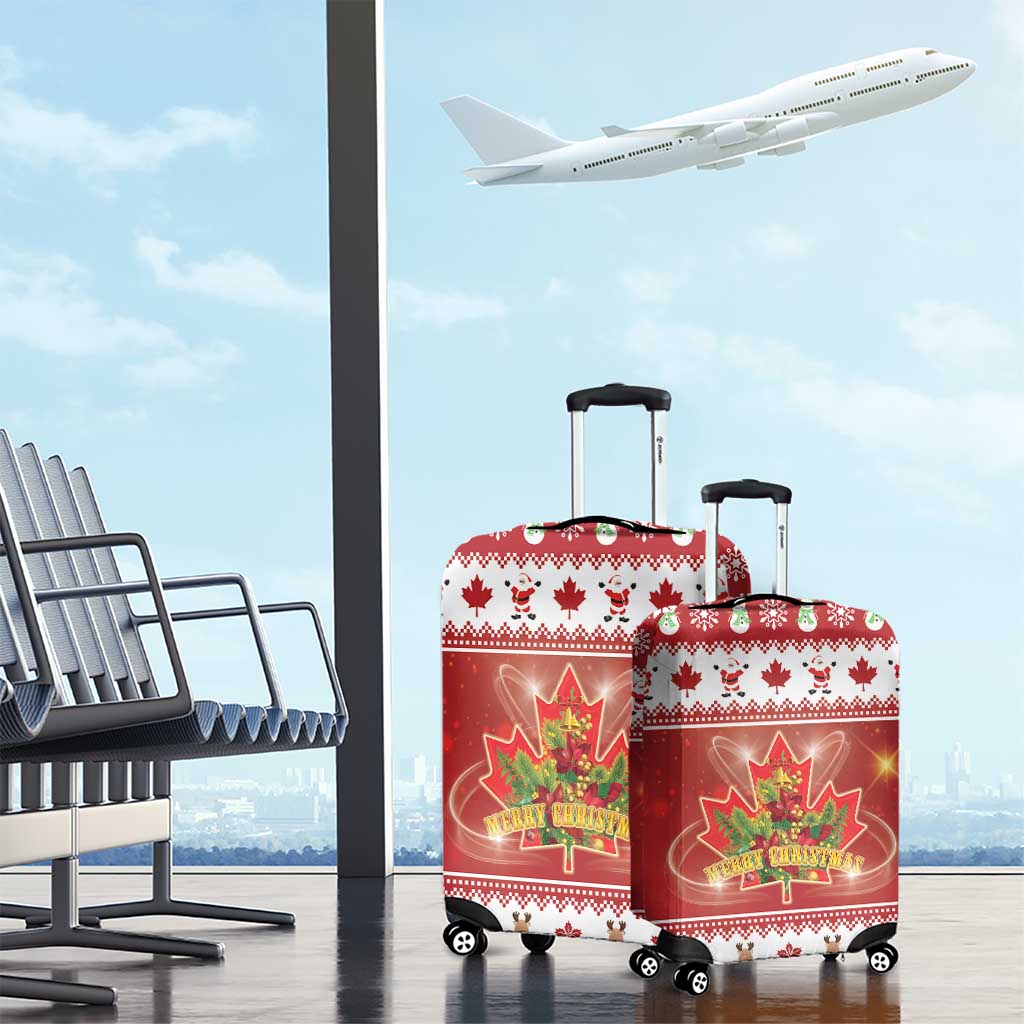 Merry Christmas Canada Luggage Cover Festive Maple Leaf Xmas - Wonder Print Shop