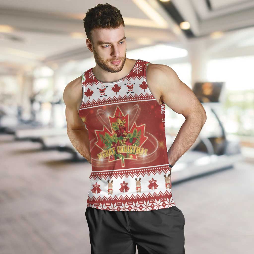 Merry Christmas Canada Men Tank Top Festive Maple Leaf Xmas - Wonder Print Shop