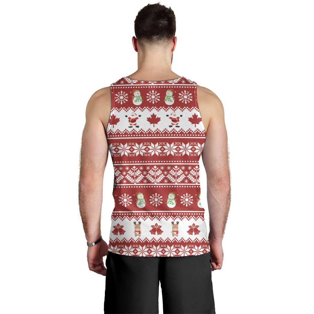 Merry Christmas Canada Men Tank Top Festive Maple Leaf Xmas - Wonder Print Shop