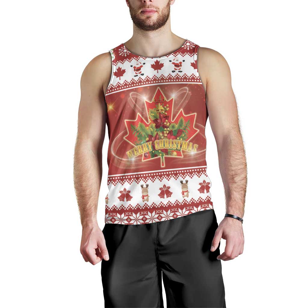 Merry Christmas Canada Men Tank Top Festive Maple Leaf Xmas - Wonder Print Shop