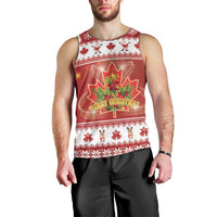 Merry Christmas Canada Men Tank Top Festive Maple Leaf Xmas - Wonder Print Shop