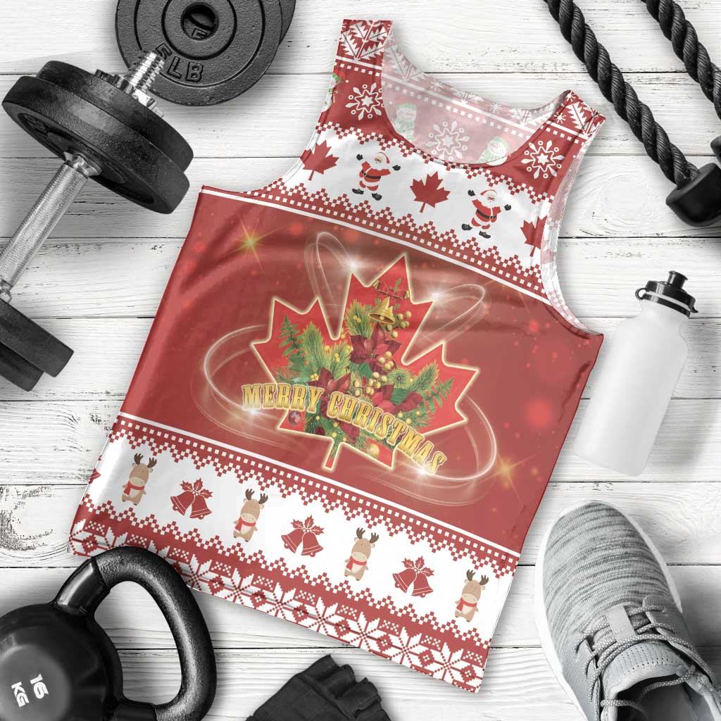 Merry Christmas Canada Men Tank Top Festive Maple Leaf Xmas - Wonder Print Shop