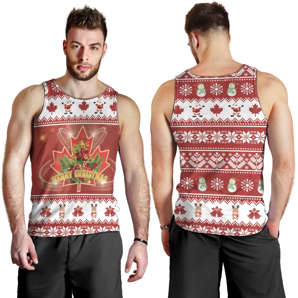 Merry Christmas Canada Men Tank Top Festive Maple Leaf Xmas - Wonder Print Shop
