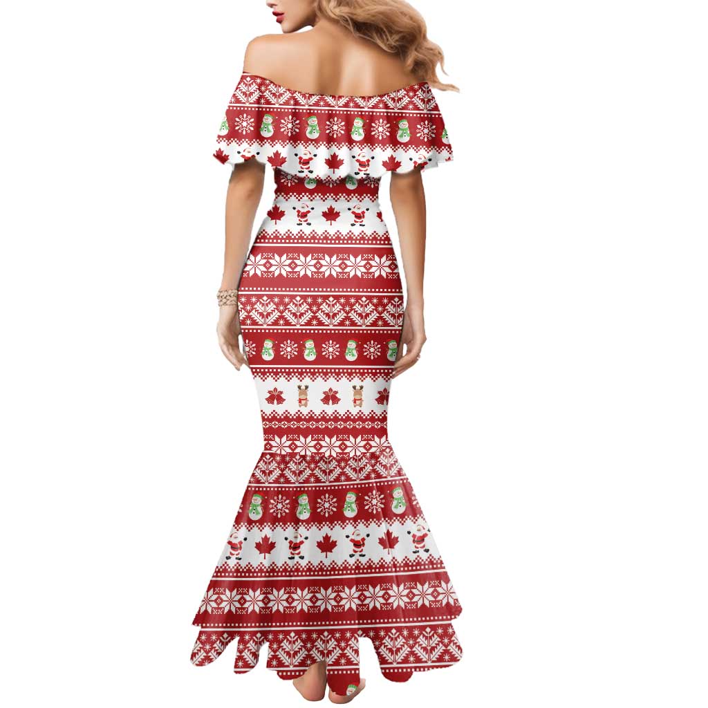 Merry Christmas Canada Mermaid Dress Festive Maple Leaf Xmas - Wonder Print Shop