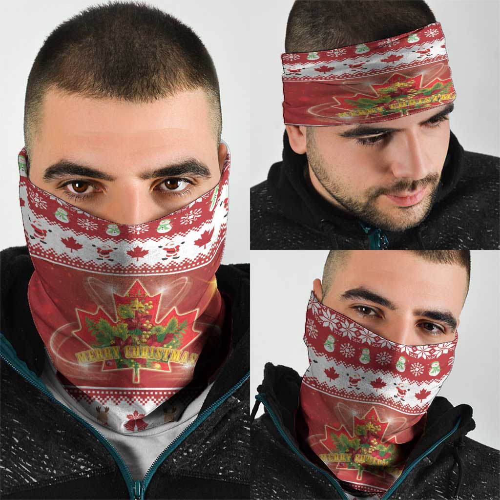 Merry Christmas Canada Neck Gaiter Festive Maple Leaf Xmas - Wonder Print Shop