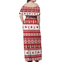 Merry Christmas Canada Off Shoulder Maxi Dress Festive Maple Leaf Xmas - Wonder Print Shop