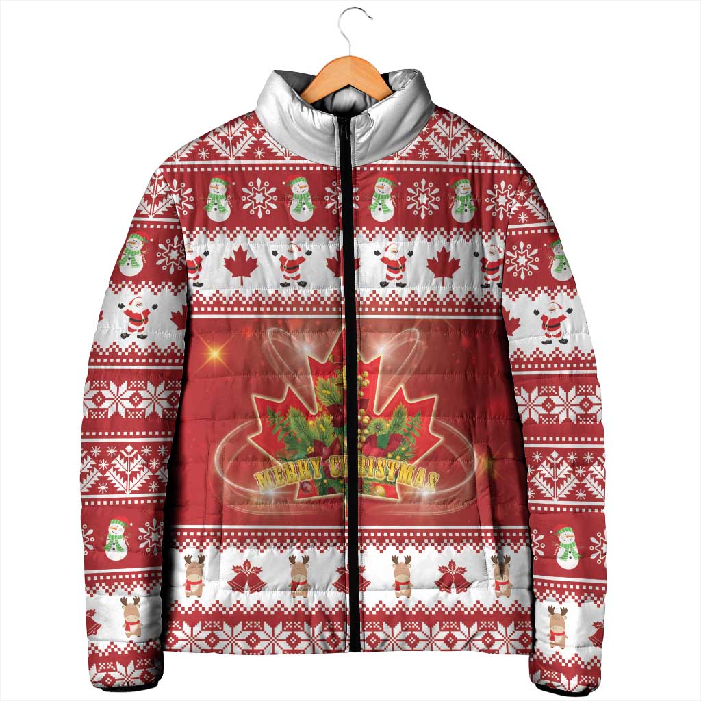 Merry Christmas Canada Padded Jacket Festive Maple Leaf Xmas - Wonder Print Shop