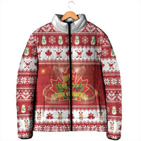 Merry Christmas Canada Padded Jacket Festive Maple Leaf Xmas - Wonder Print Shop