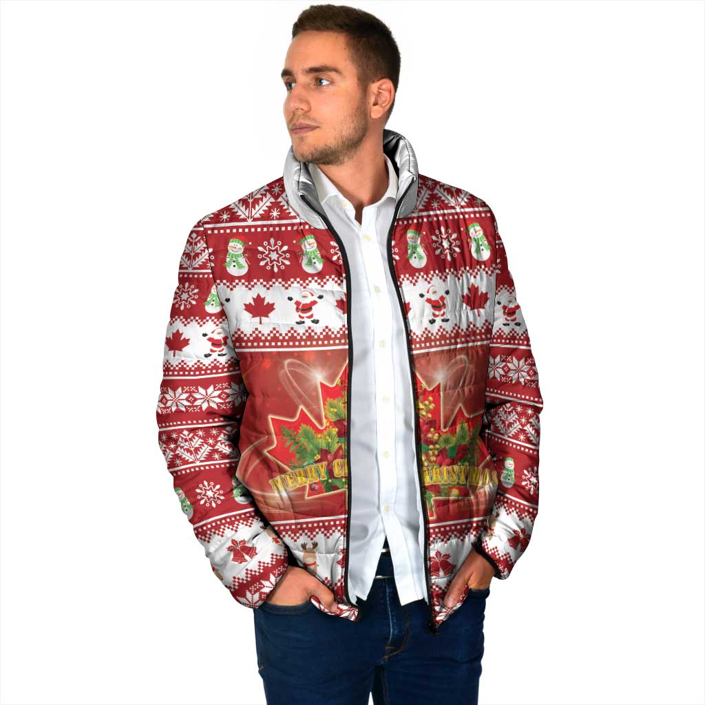 Merry Christmas Canada Padded Jacket Festive Maple Leaf Xmas - Wonder Print Shop