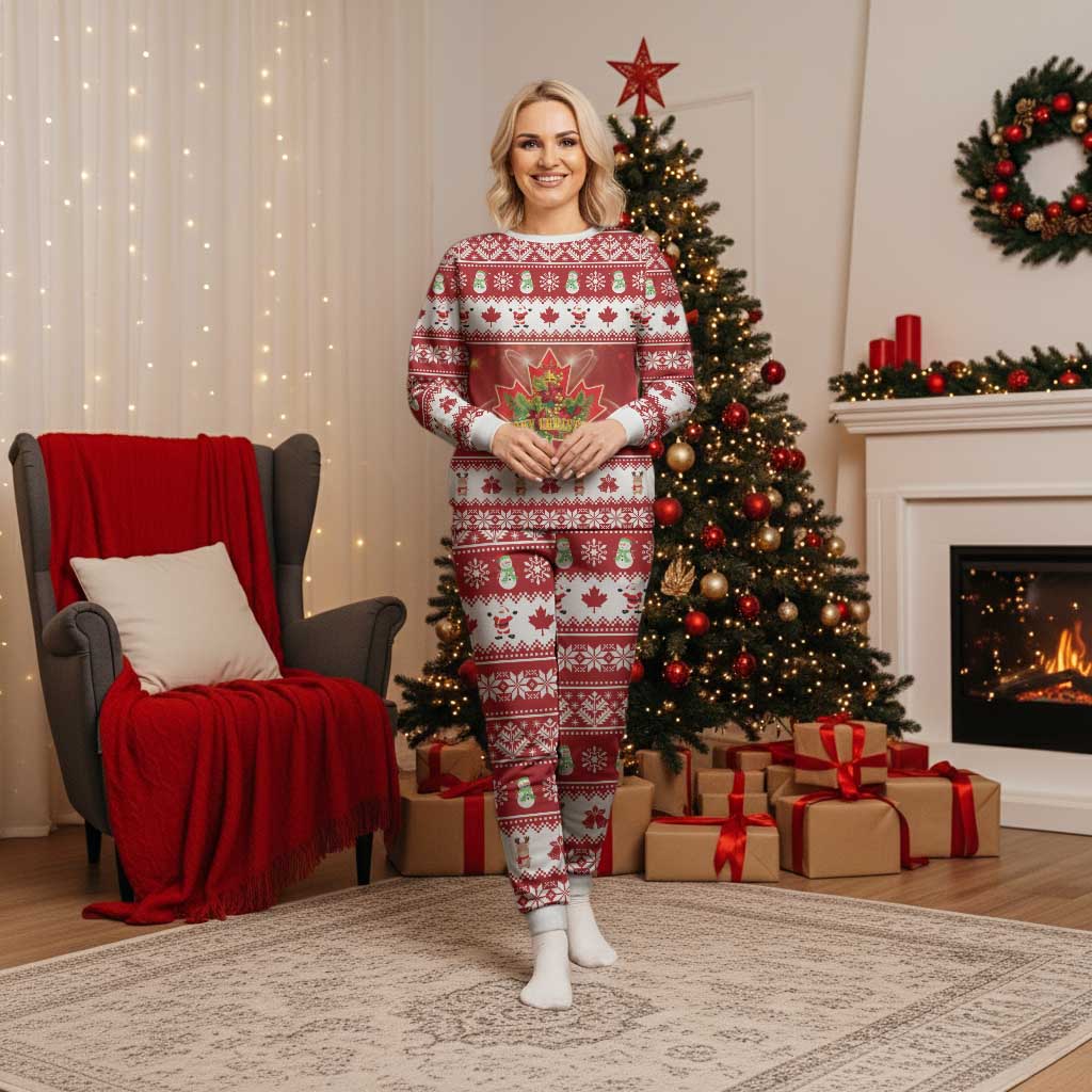 Merry Christmas Canada Christmas Pajama Set Festive Maple Leaf Xmas - Wonder Print Shop