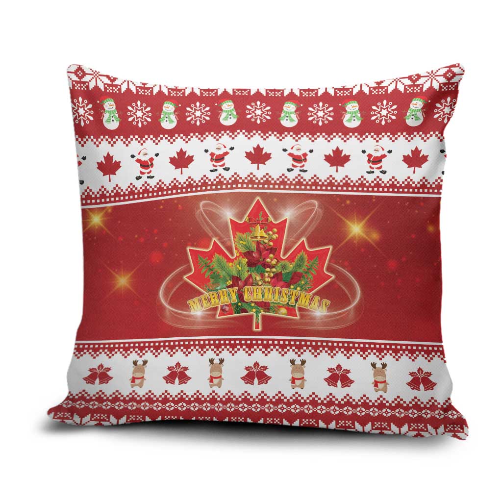 Merry Christmas Canada Pillow Cover Festive Maple Leaf Xmas - Wonder Print Shop