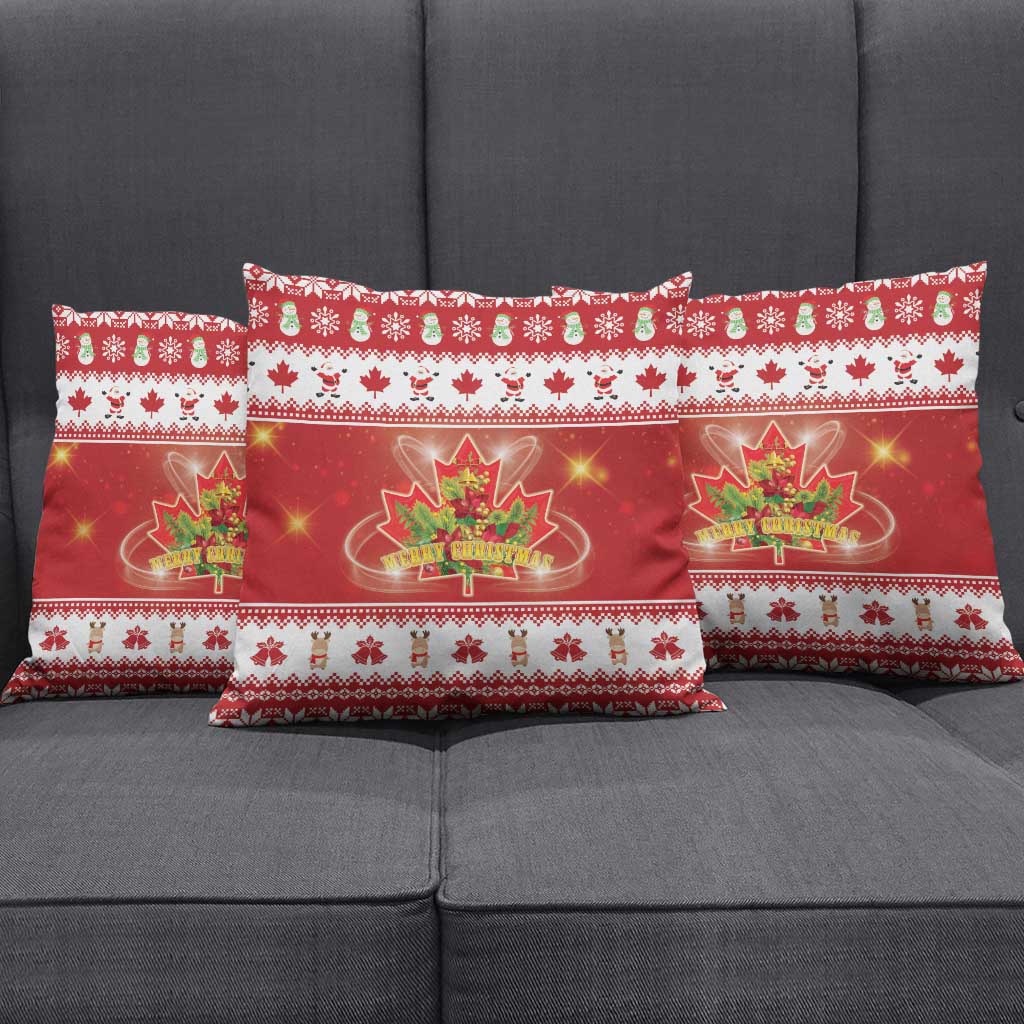 Merry Christmas Canada Pillow Cover Festive Maple Leaf Xmas - Wonder Print Shop