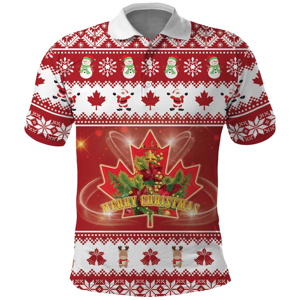 Merry Christmas Canada Polo Shirt Festive Maple Leaf Xmas - Wonder Print Shop