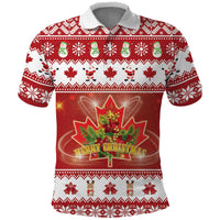 Merry Christmas Canada Polo Shirt Festive Maple Leaf Xmas - Wonder Print Shop