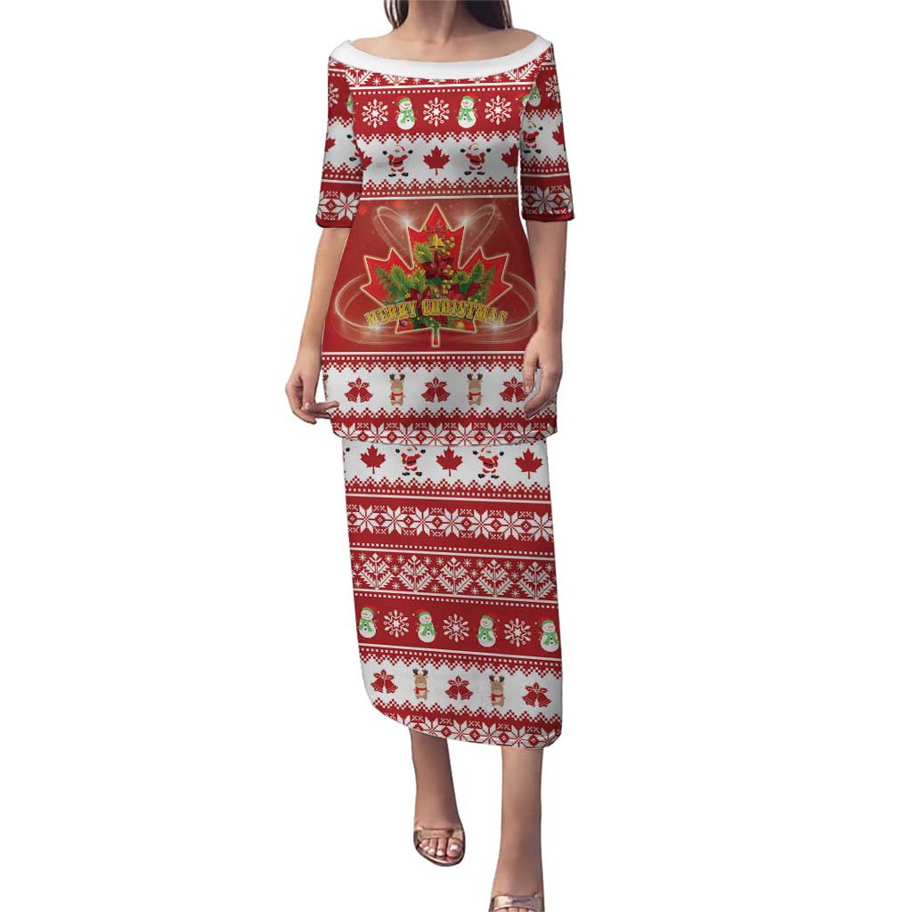 Merry Christmas Canada Puletasi Festive Maple Leaf Xmas - Wonder Print Shop
