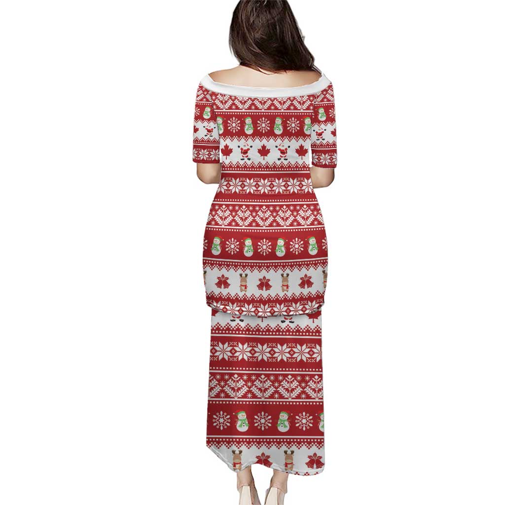 Merry Christmas Canada Puletasi Festive Maple Leaf Xmas - Wonder Print Shop
