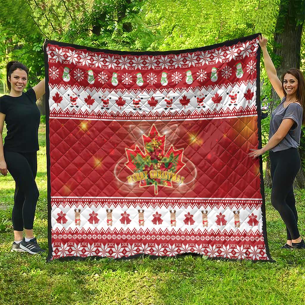Merry Christmas Canada Quilt Festive Maple Leaf Xmas - Wonder Print Shop