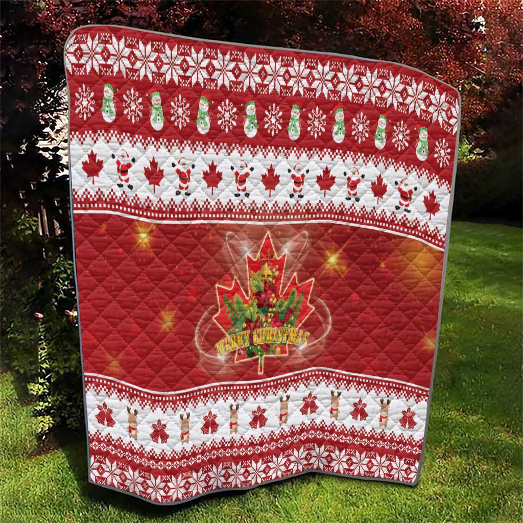 Merry Christmas Canada Quilt Festive Maple Leaf Xmas - Wonder Print Shop