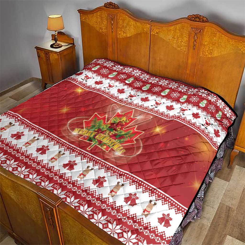 Merry Christmas Canada Quilt Festive Maple Leaf Xmas - Wonder Print Shop