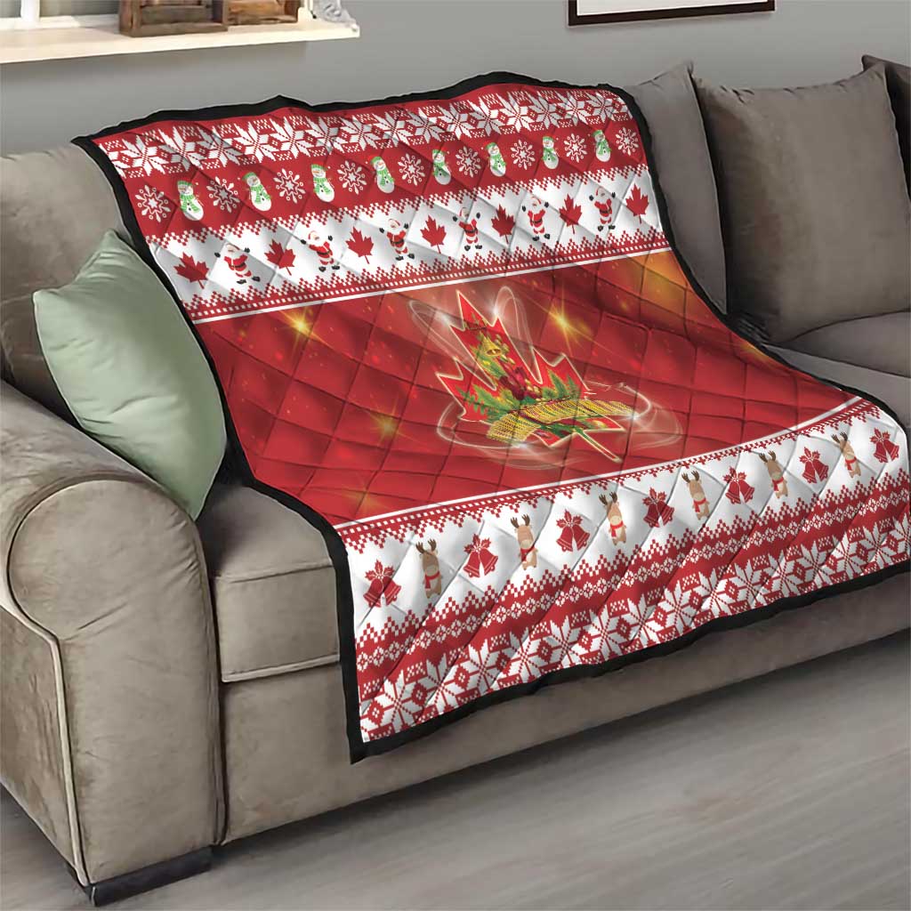 Merry Christmas Canada Quilt Festive Maple Leaf Xmas - Wonder Print Shop