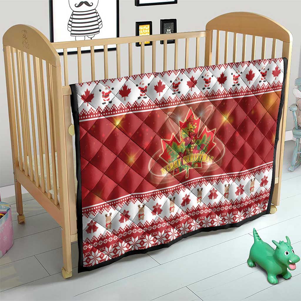 Merry Christmas Canada Quilt Festive Maple Leaf Xmas - Wonder Print Shop