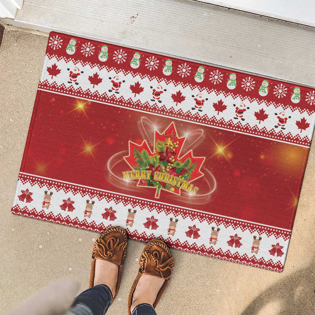 Merry Christmas Canada Rubber Doormat Festive Maple Leaf Xmas - Wonder Print Shop