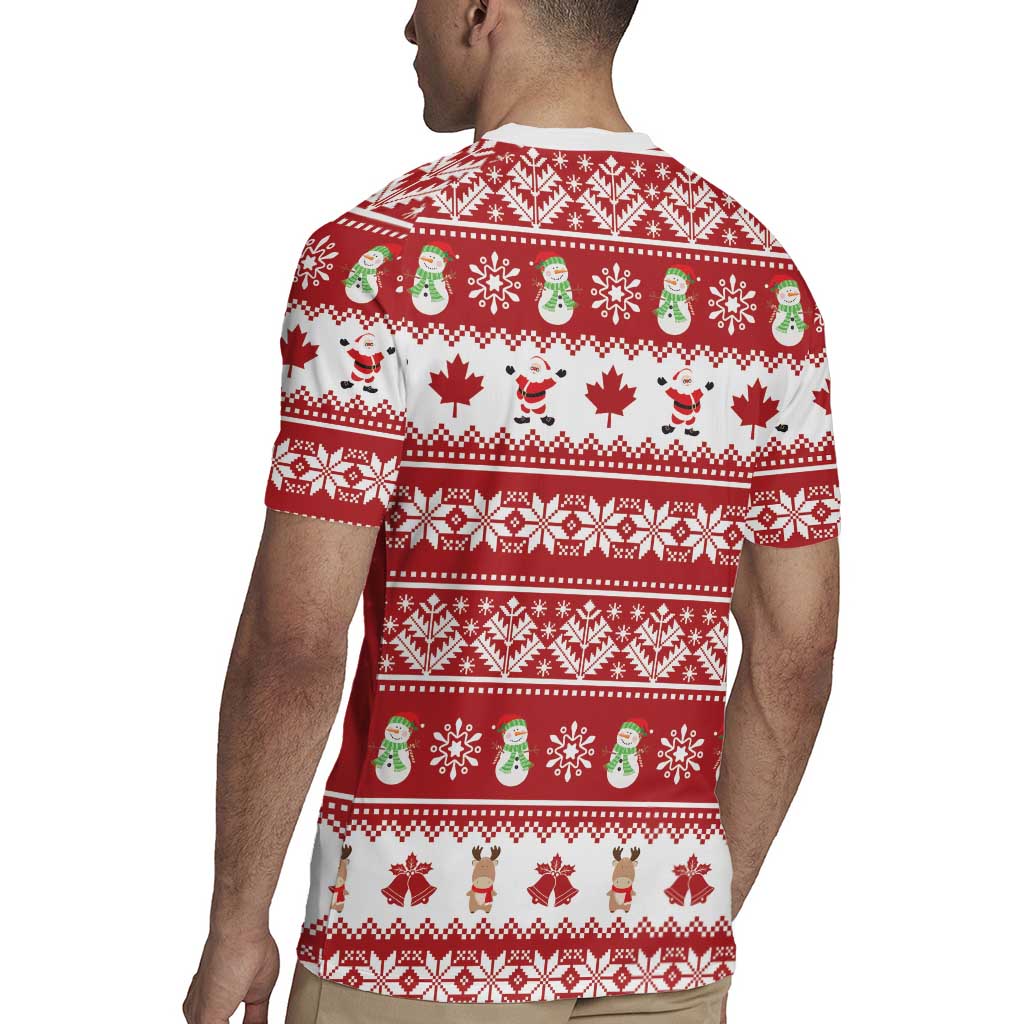 Merry Christmas Canada Rugby Jersey Festive Maple Leaf Xmas - Wonder Print Shop