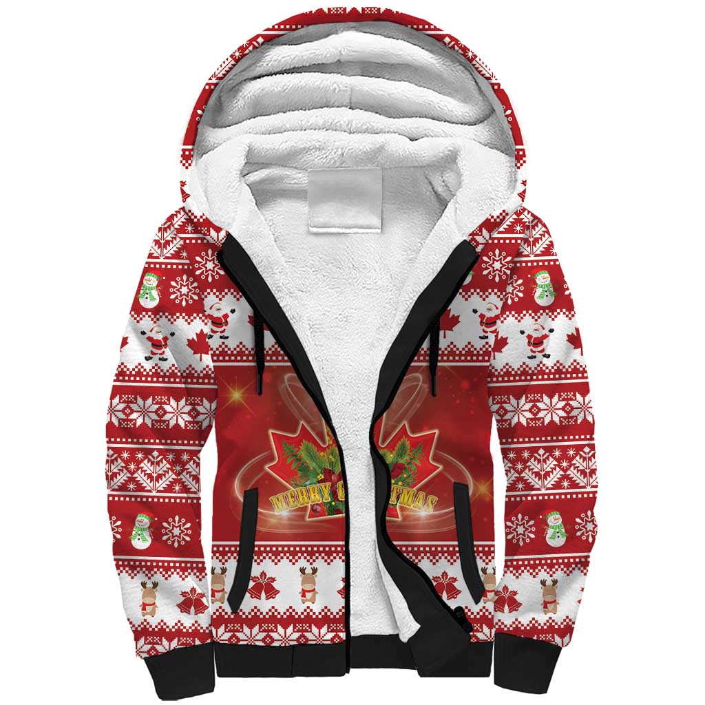 Merry Christmas Canada Sherpa Hoodie Festive Maple Leaf Xmas - Wonder Print Shop
