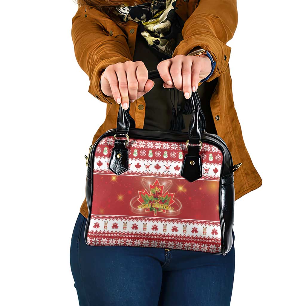 Merry Christmas Canada Shoulder Handbag Festive Maple Leaf Xmas - Wonder Print Shop