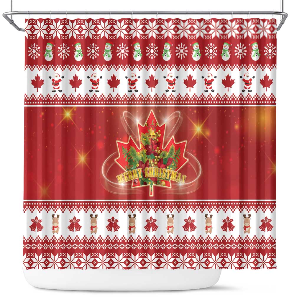Merry Christmas Canada Shower Curtain Festive Maple Leaf Xmas - Wonder Print Shop