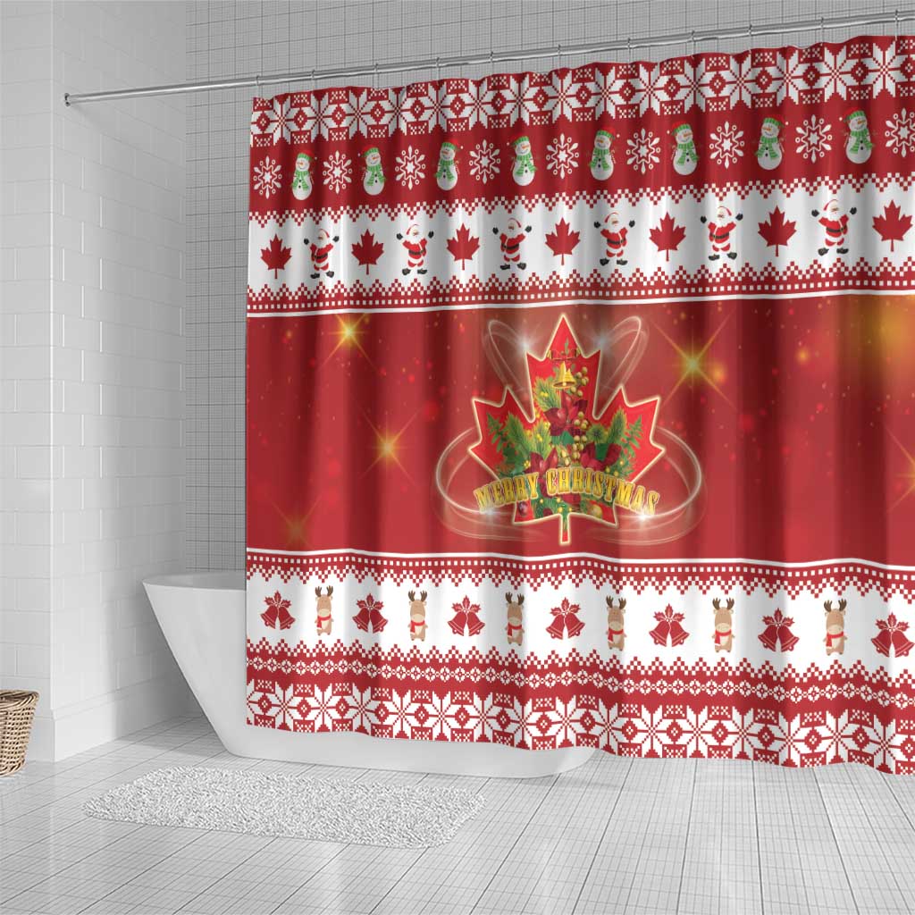 Merry Christmas Canada Shower Curtain Festive Maple Leaf Xmas - Wonder Print Shop